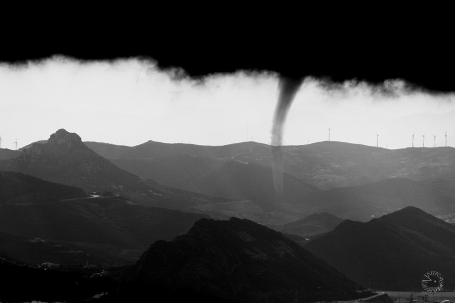 Tornado over the sea between Marroko and Spain   